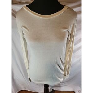 WinterSilks Shirt Womens Small Ivory 100% Silk Long Sleeve Scoop Neck Top